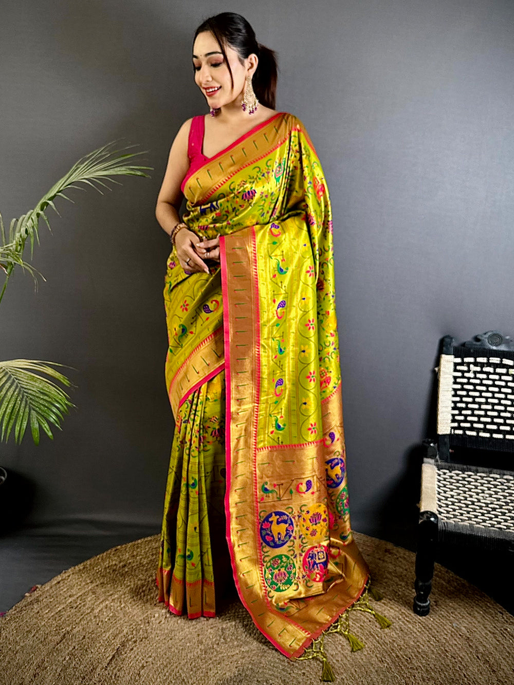 Green Patola Motif Soft Silk Saree


