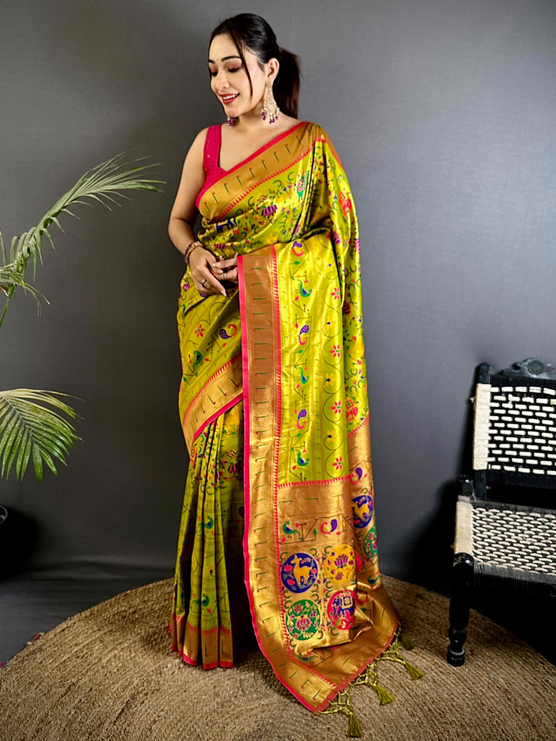 Green Patola Motif Soft Silk Saree



