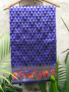 Purple Silk Blend Woven Zari Work Paithani Saree

