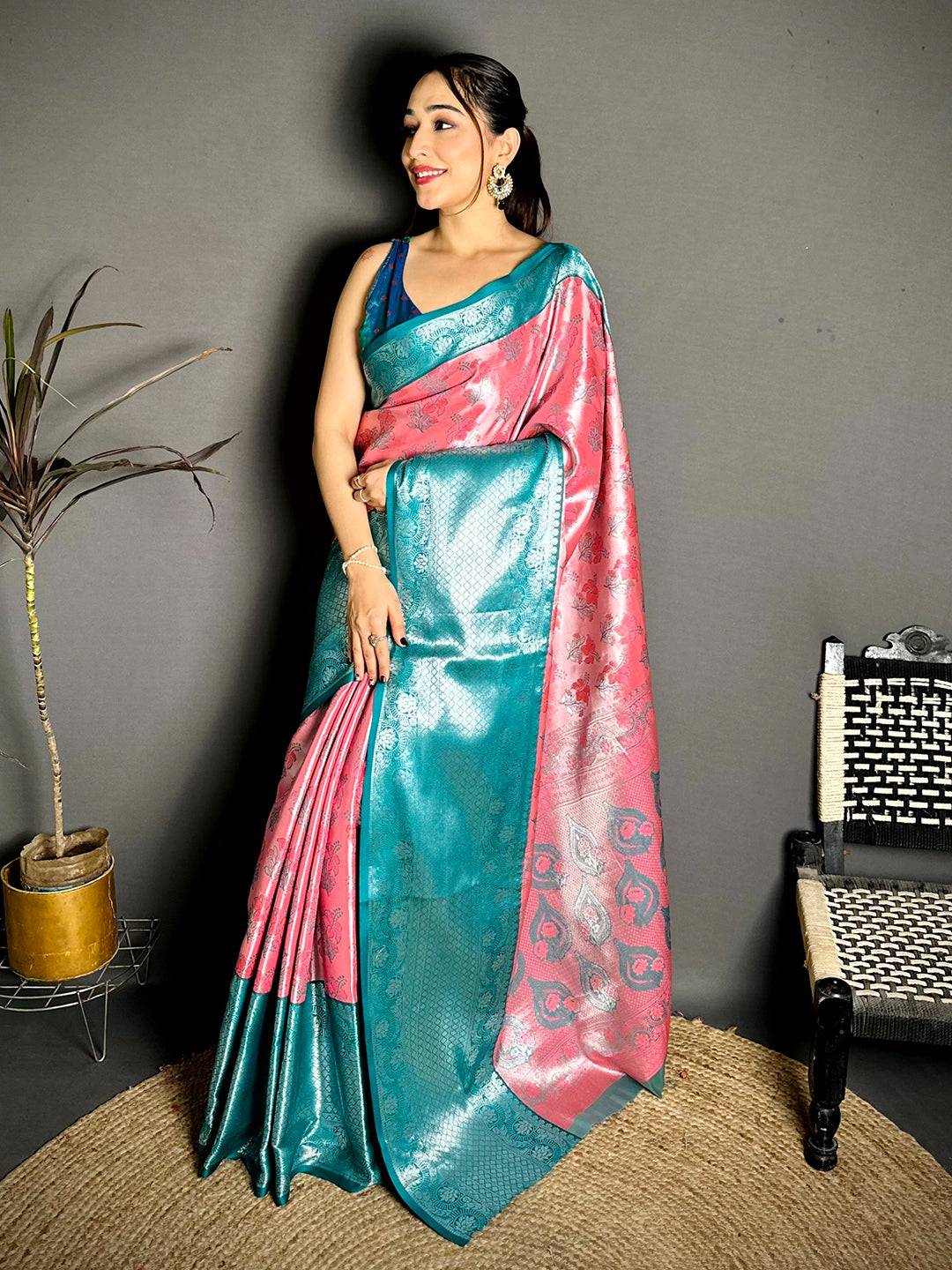 Radiant Zari One Gram Tissue Kanchi Saree