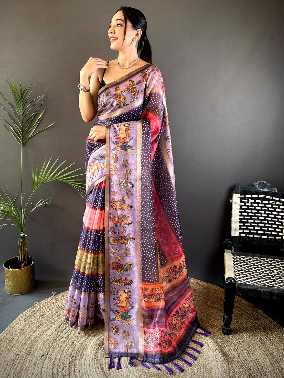 Heritage Soft Chanderi Cotton Bandhej Print Saree