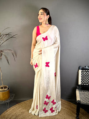 Radiant Butterfly Bandhej Soft Chinnon Saree