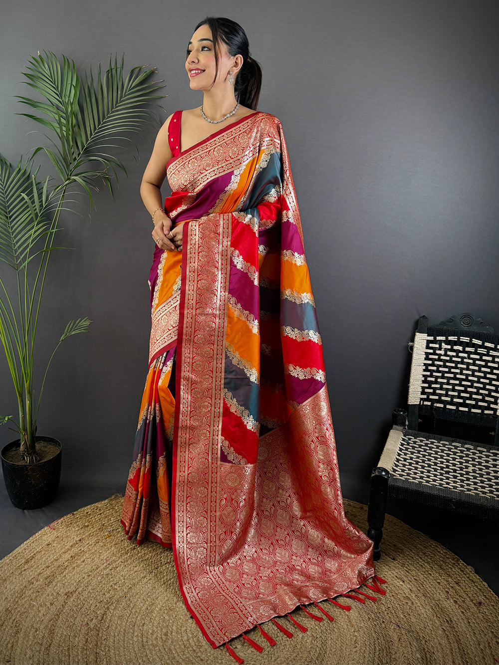 Radiant Banarasi Katan Silk Zari Weaving Saree