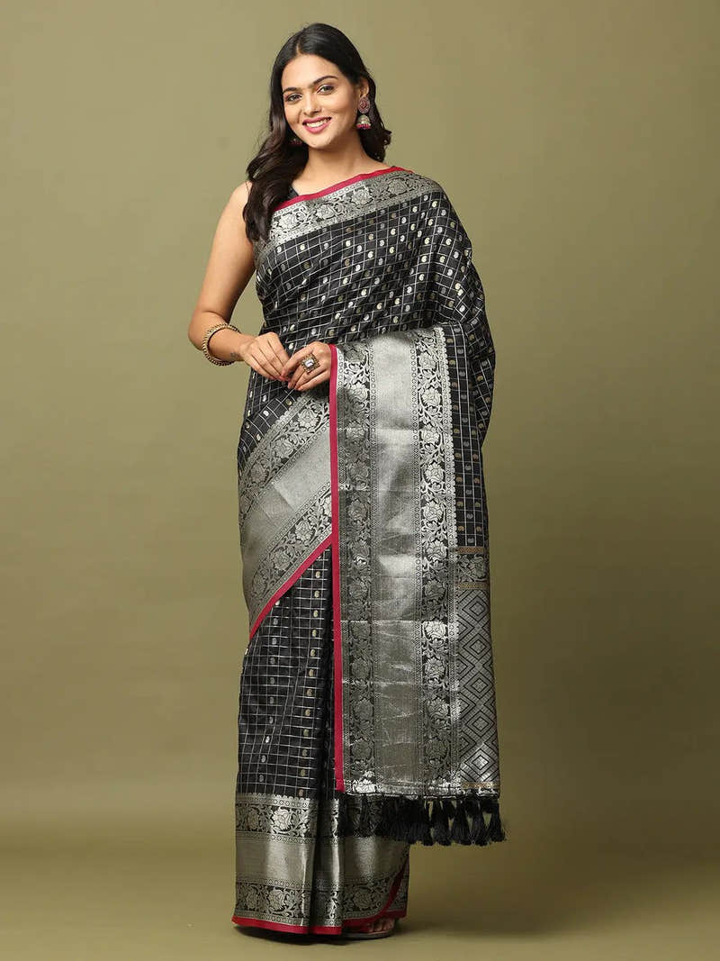 Kanjivaram Soft Silk Black Colour Design Saree