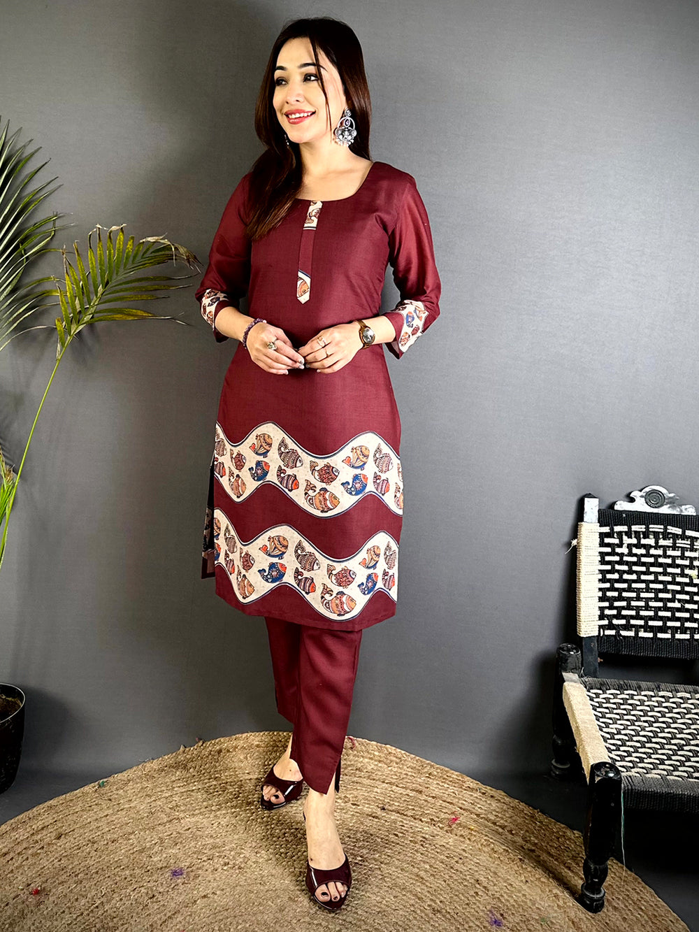 Kalamkari Art Square Neck Kurti


