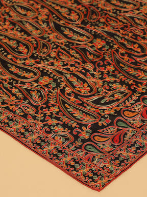 Close-up of embroidered Black Pashmina Dupatta