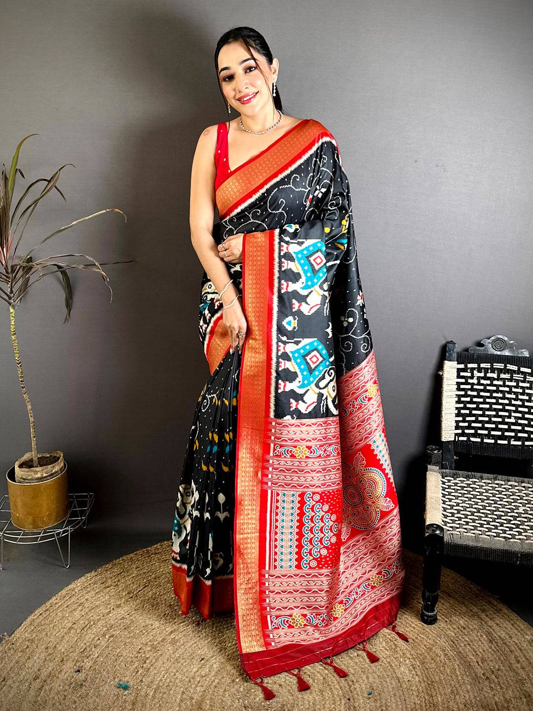 Opulent Soft Silk Ikkat Weaving Pattu Saree