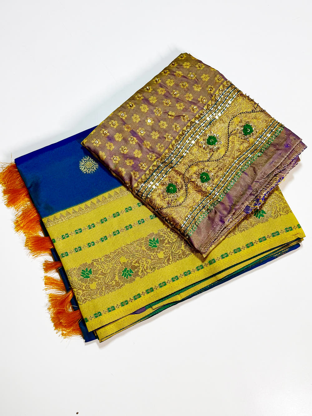 Radiant Feather Dubal Tone Soft Silk Saree With Maggam Blouse