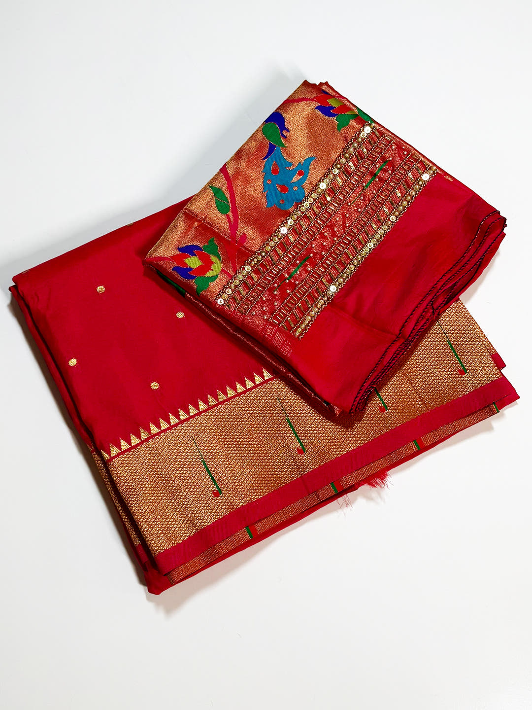 Rani Pink Yeola Paithani Soft Silk Saree With Maggam Blouse