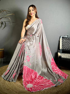 Soft Chinnon Chiffon Diamond Border Saree