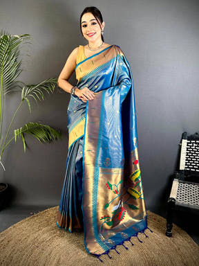 Golden Grace Zari Tissue Paithani Saree