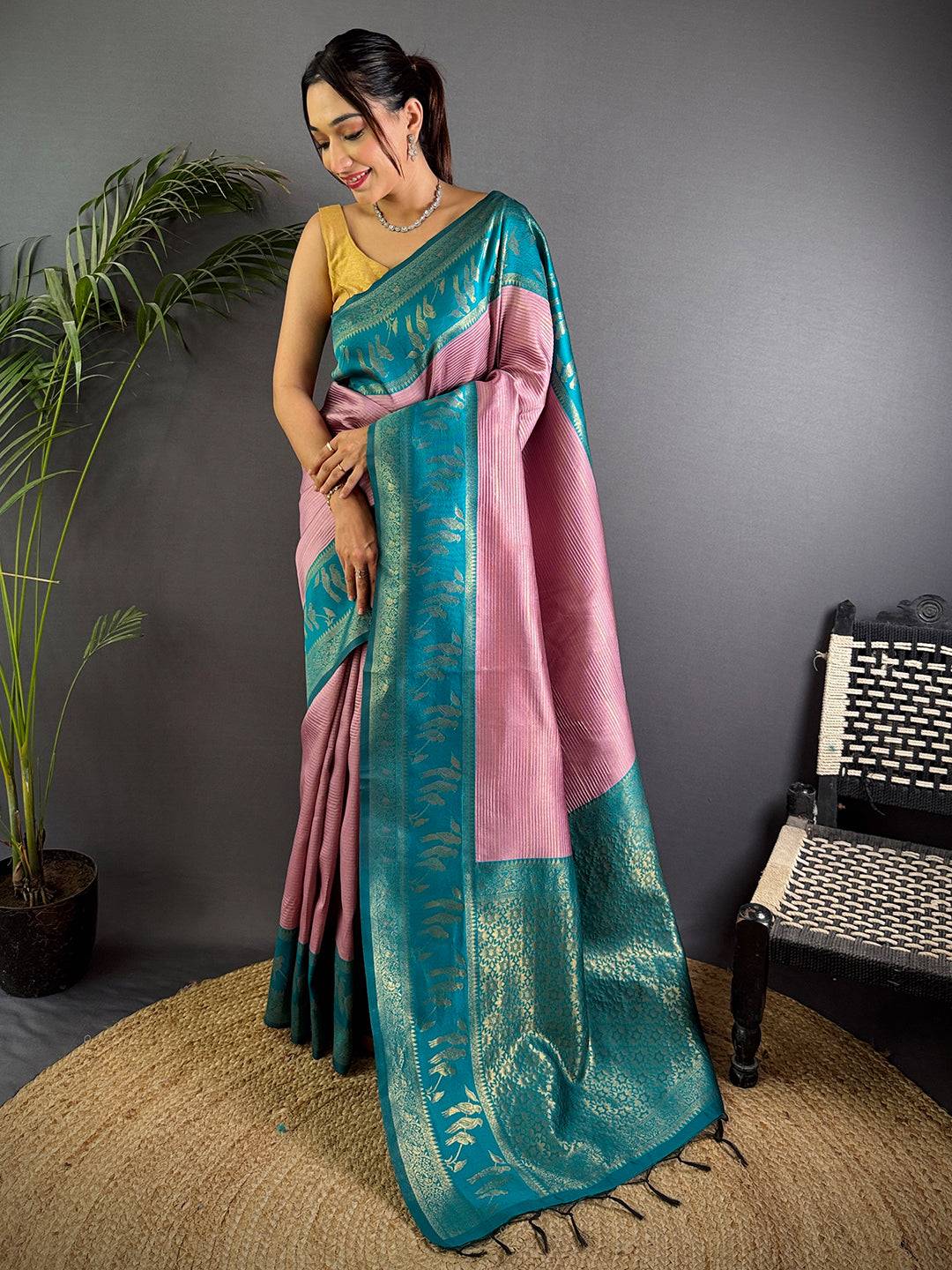 Pink Majesty Banarasi Katan Silk Saree