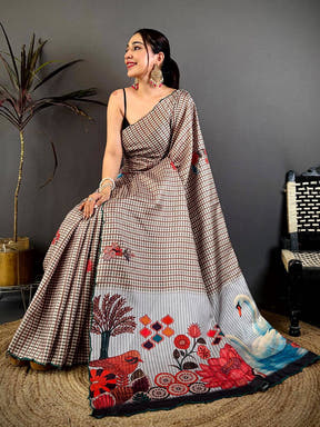 Radiant Tussar Resham Embroidered Saree