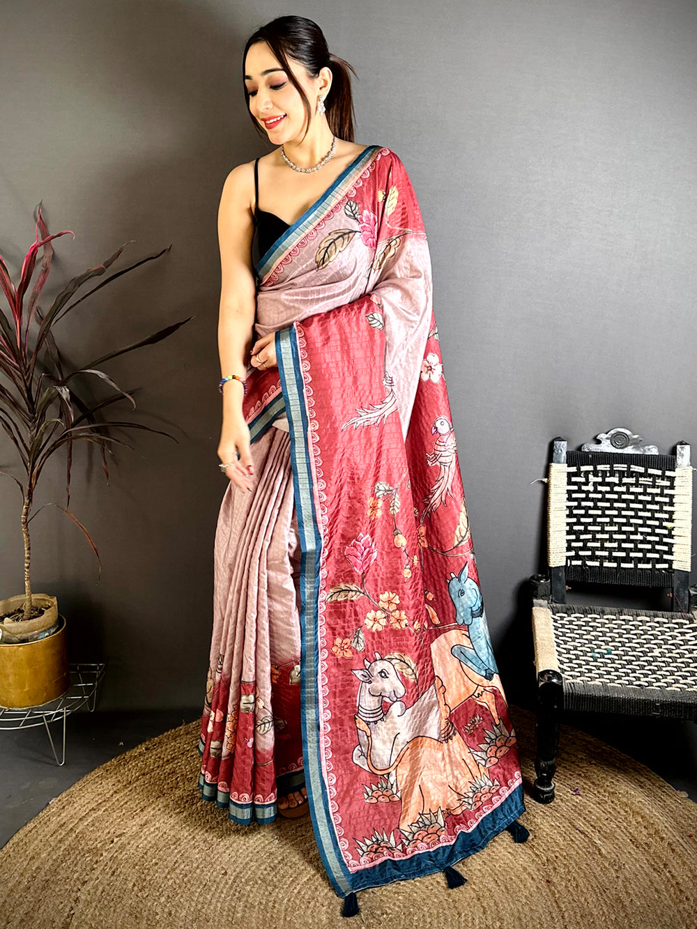 Radiance Tussar Ghicha Digital Art Saree