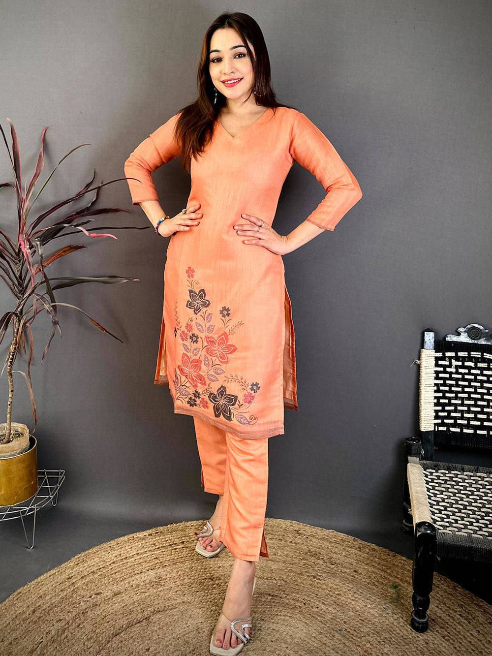 Opulent Cotton Zari Ari Work Kurti