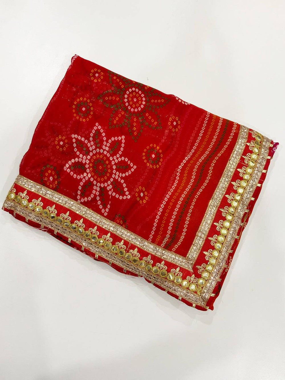 Beautiful Ethnic Bandhej Chiffon Saree