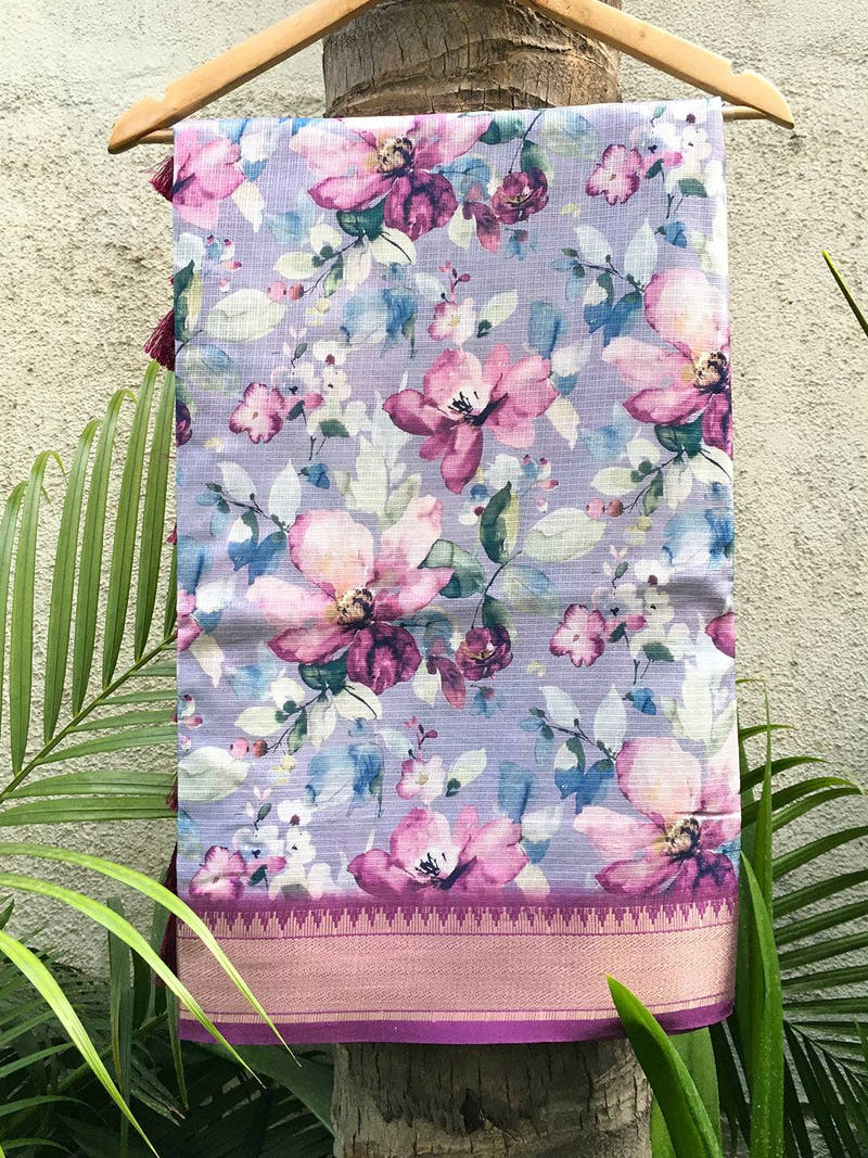Heather Kota Flower Digital Print Saree on hanger
