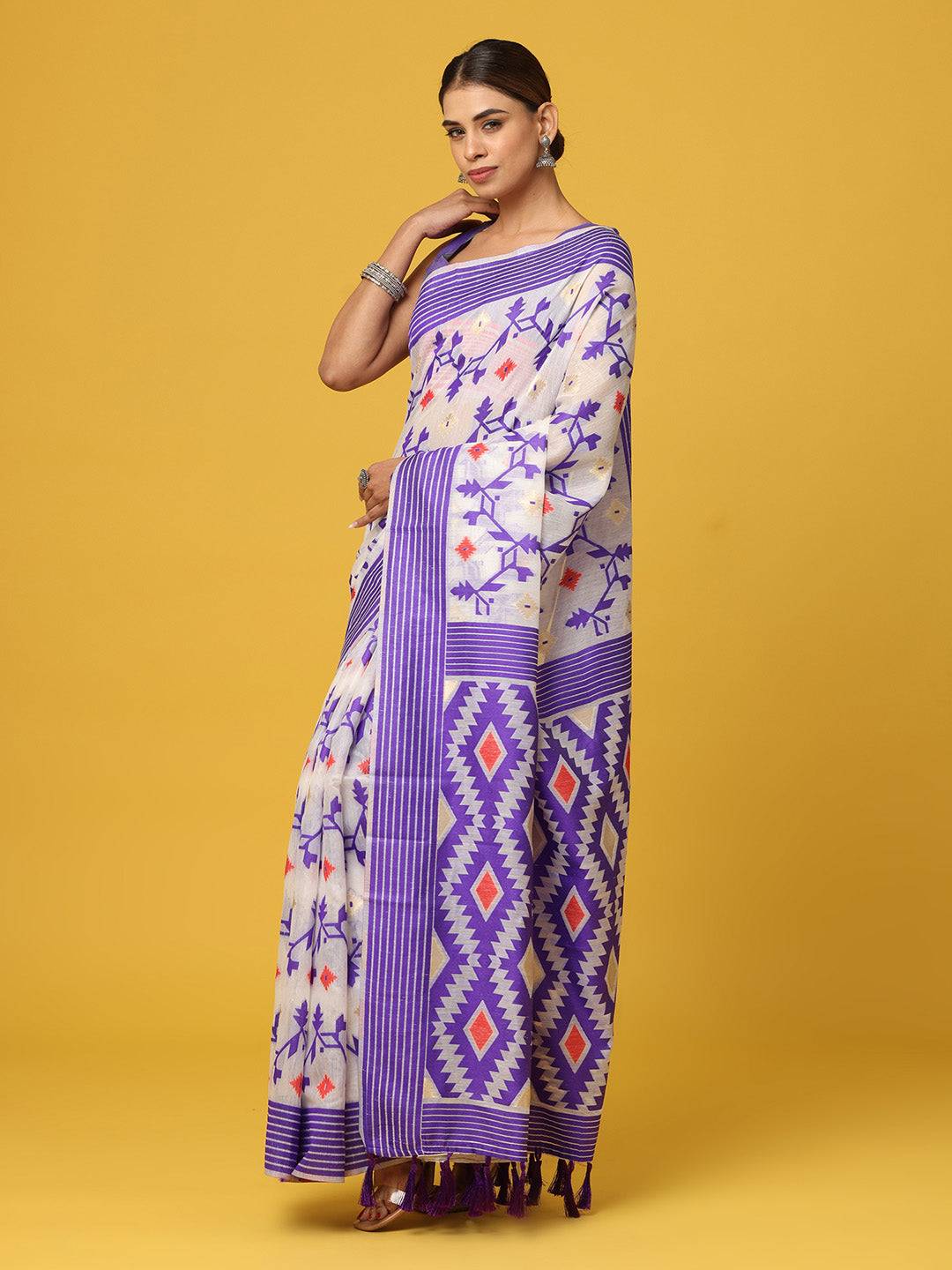  Dhakai Jamdani Cotton Silk Saree