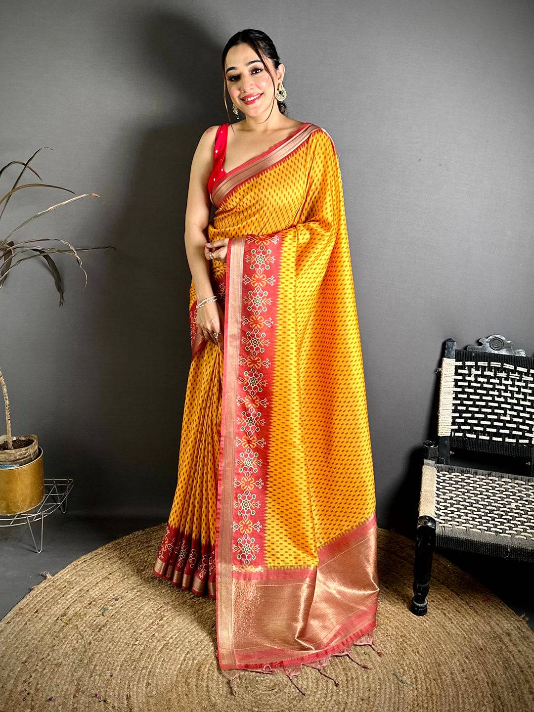 Radiant Ikkat Gaji Lakda Patta Silk Saree