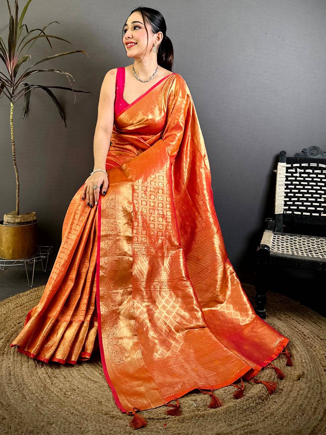 Heritage Kanjivaram Self Gold Zari Weave Saree