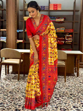 Design Soft Chanderi Silk Patola Festive Wear Saree