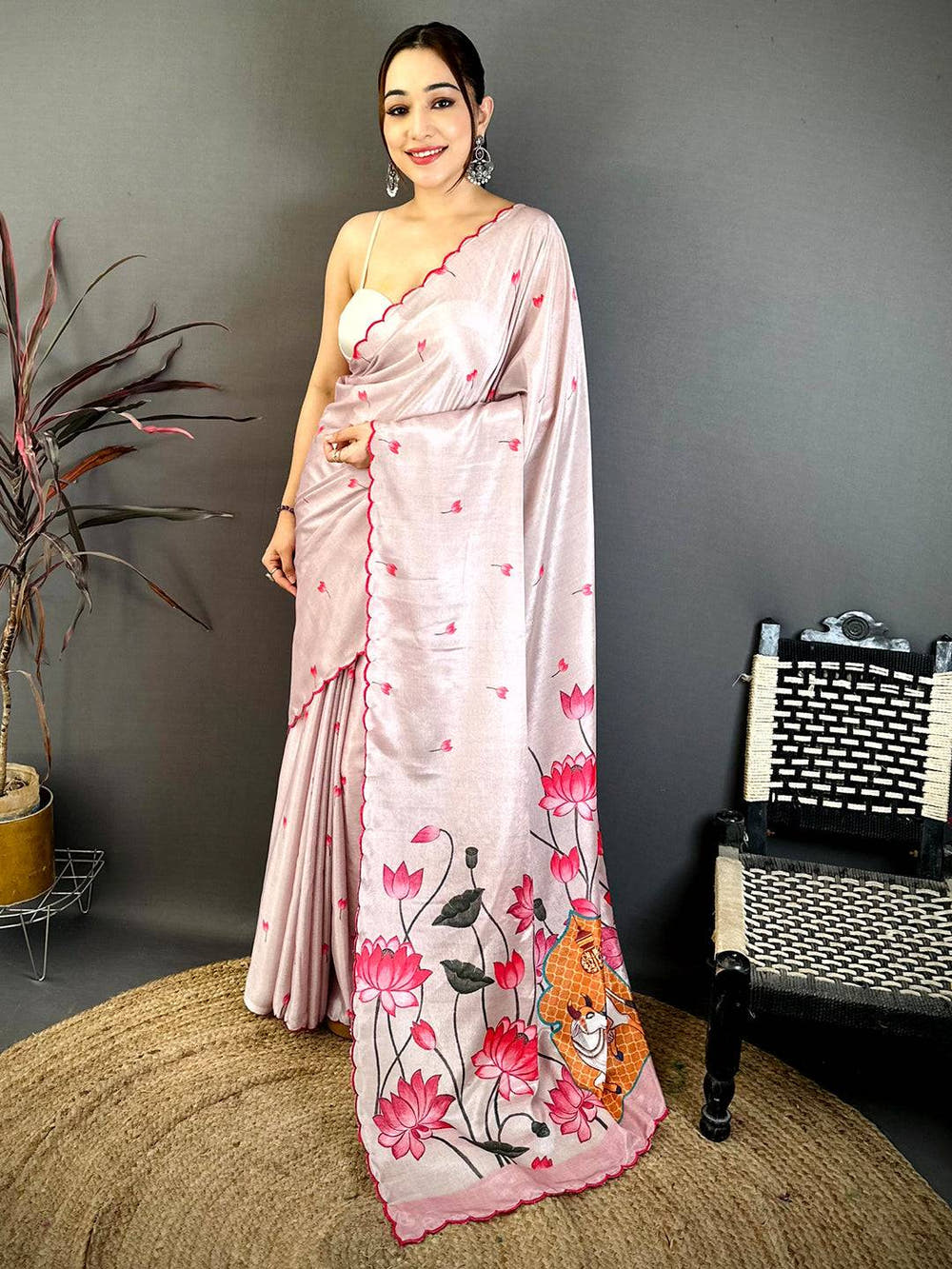 Pure Tussar Kalamkari Celebrity Style Saree