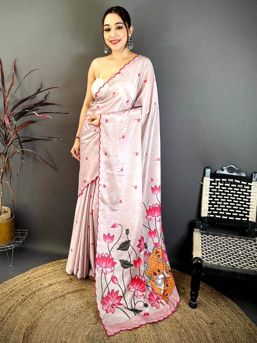 Pure Tussar Kalamkari Celebrity Style Saree