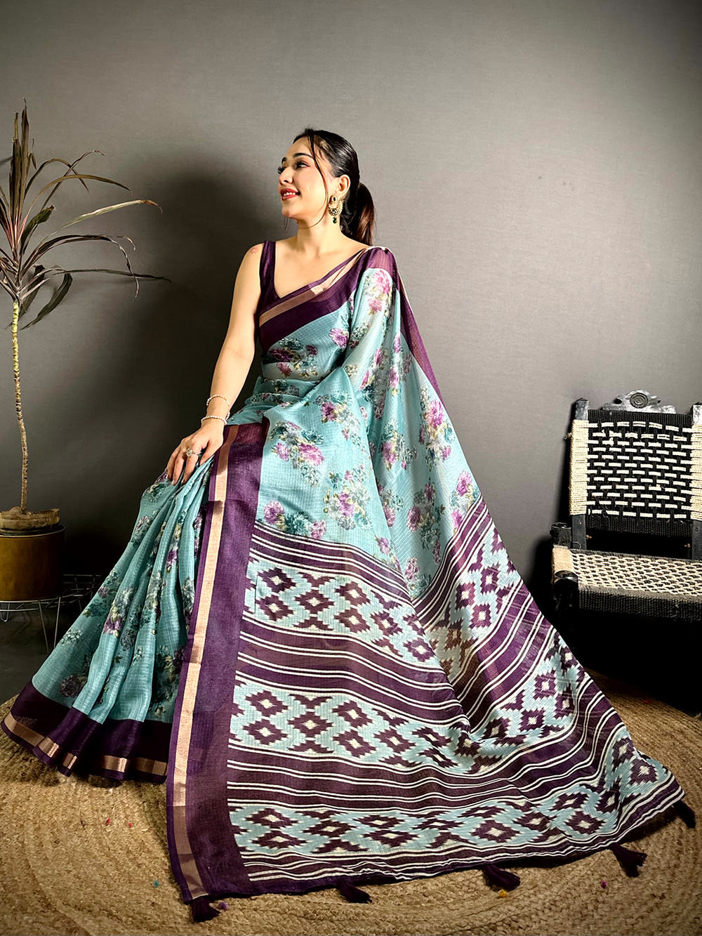 Classic Kota Doriya Printed Floral Saree