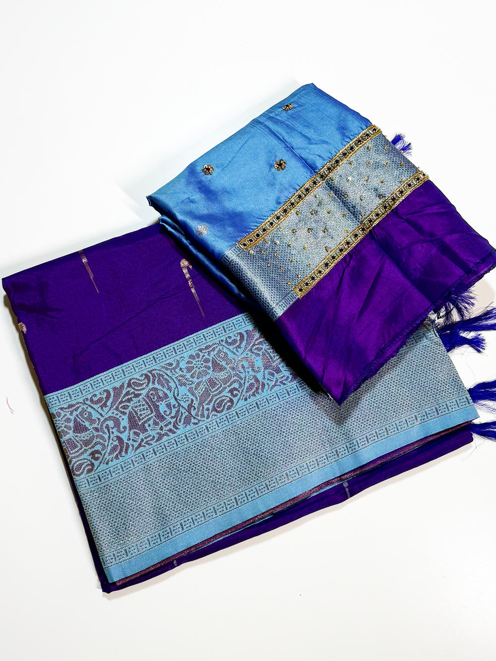 Purple Gold Zari Soft Silk Paithani Saree With Maggam Blouse