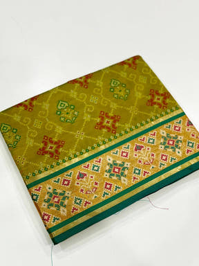 Green Pochampally Patola Soft Silk Saree