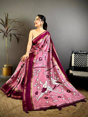 Stylish Floral Print Soft Dola Saree