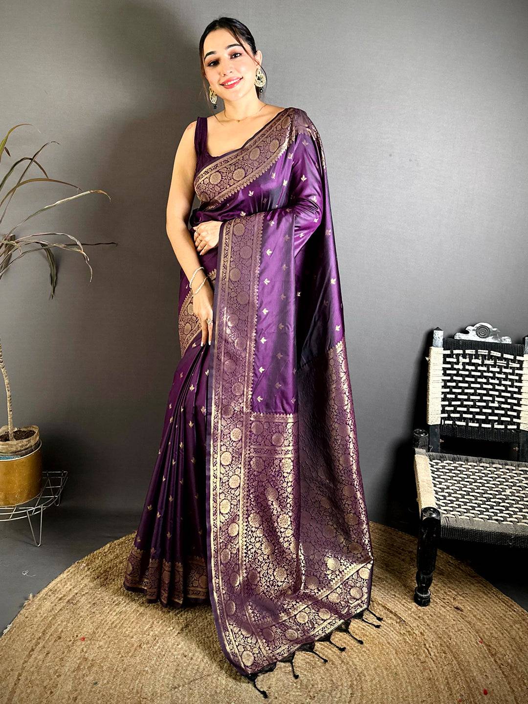 Opulent Katan Silk Thread Work Saree
