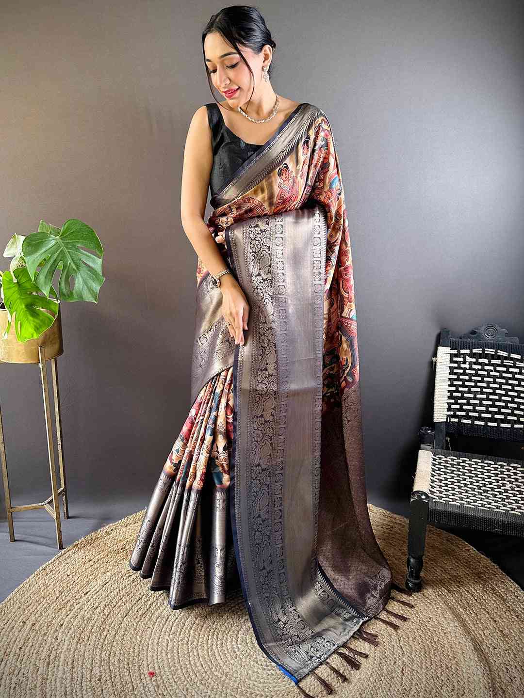 Heritage Bloom Kalamkari Silk Saree

