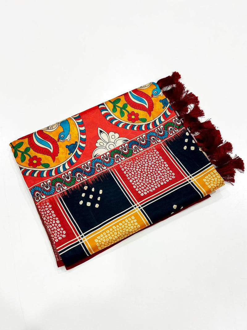 Radiant Bandhej Printed Banarasi Saree