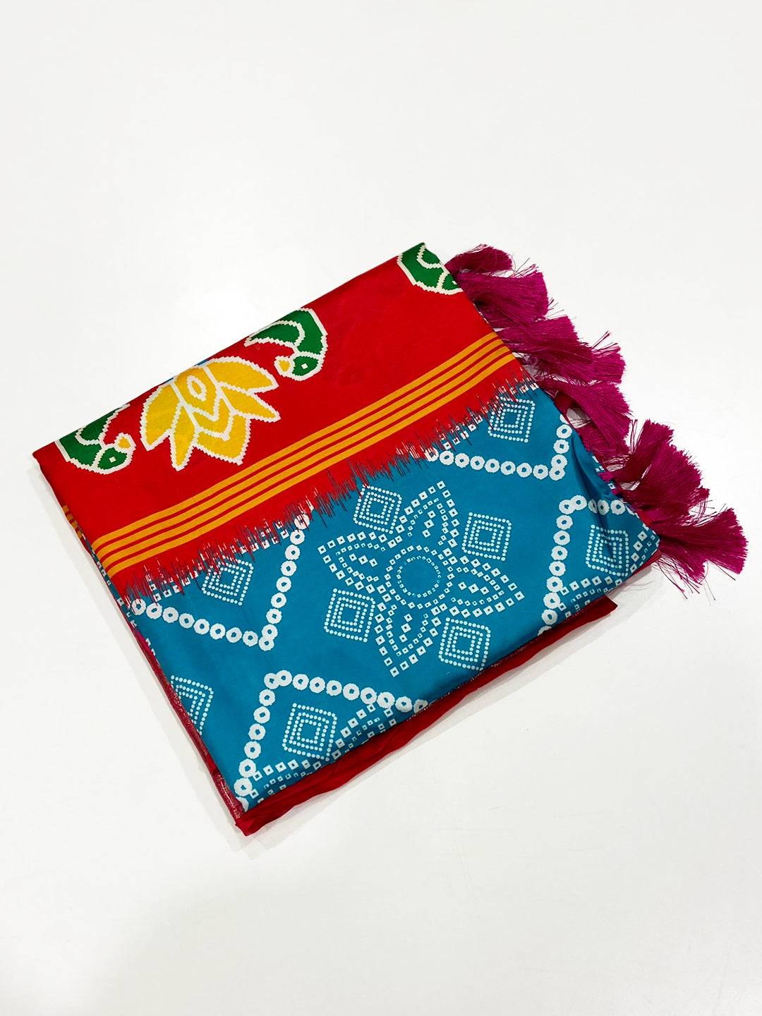 Blue Pochampally Ikkat Printed Banarasi Saree