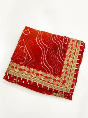 Graceful Chiffon Bandhej Foil Saree