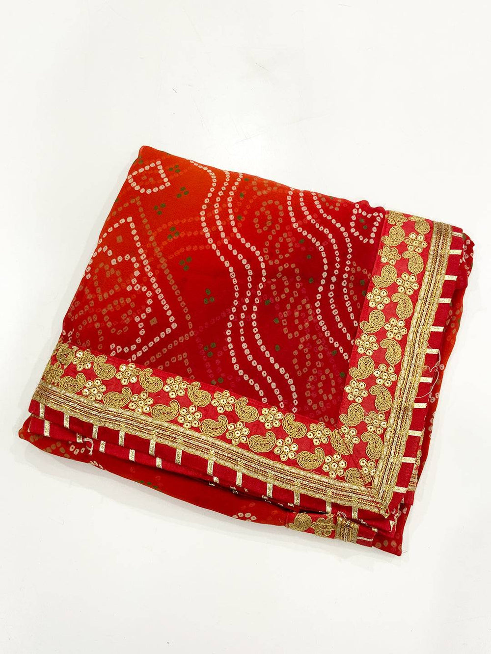 Graceful Chiffon Bandhej Foil Saree