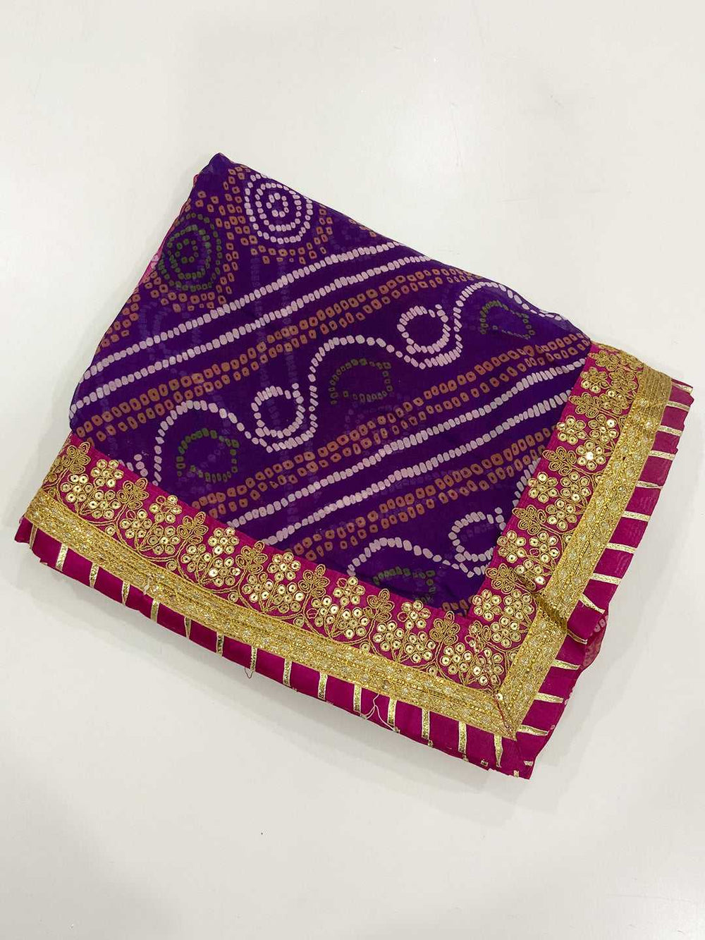 Majestic Chinnon Bandhej Print Saree