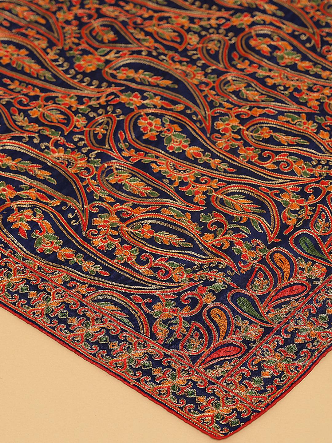 Close-up of Navy Poly Chiffon Pashmina Dupatta design