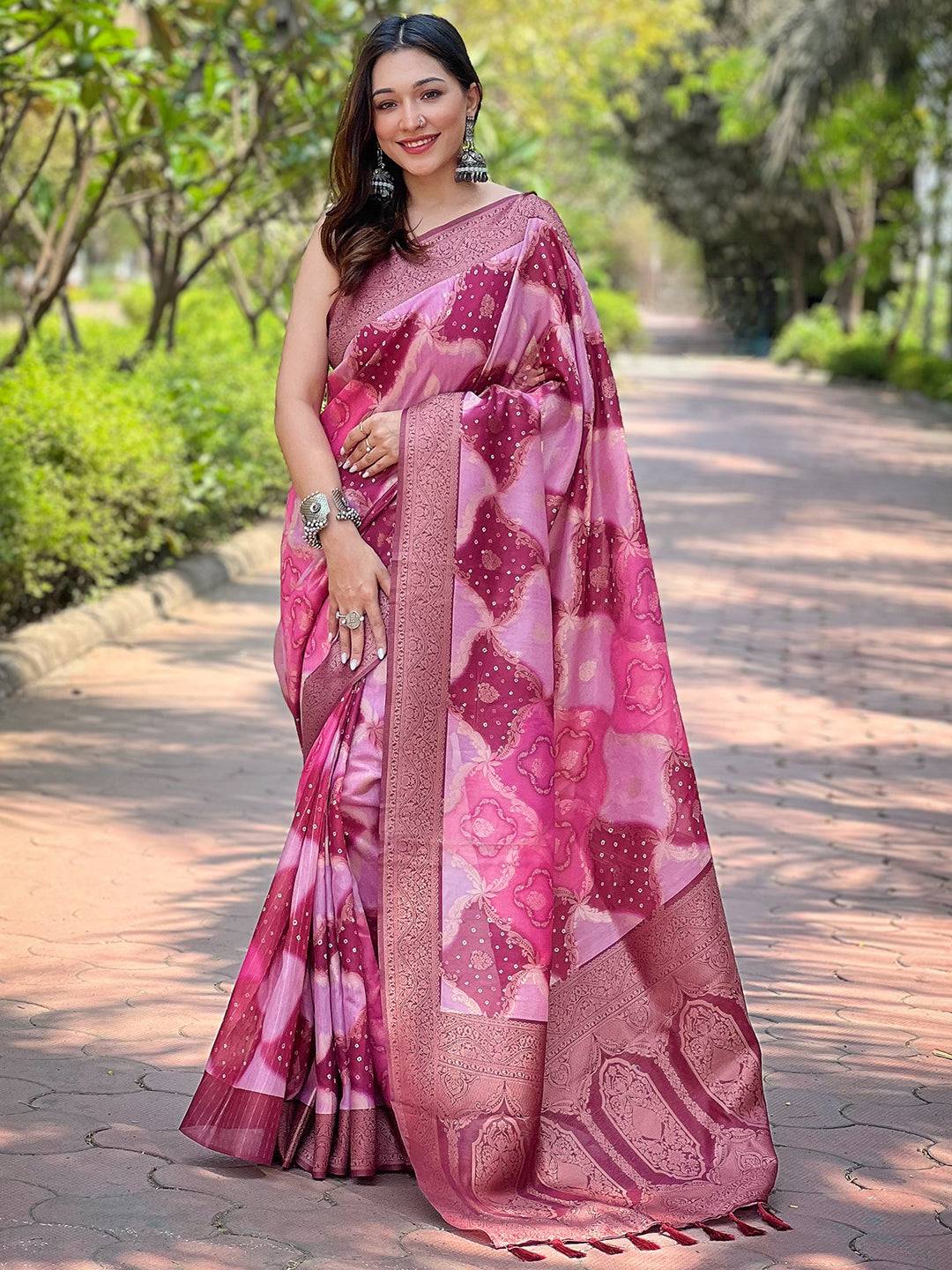 Lavender Digital Block Placement Print Saree

