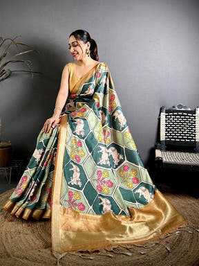 Radiance Gaji Lakda Patta Kalamkari Saree