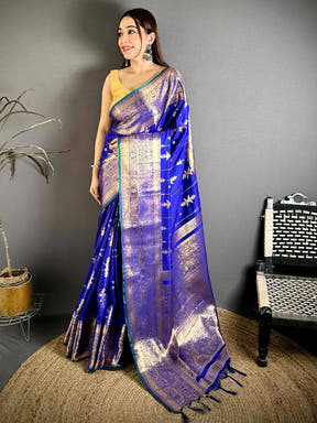 Stylish Banarasi Katan Big Zari Border Saree