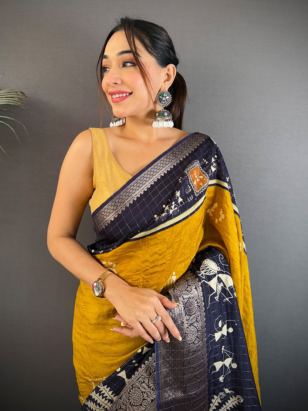 Radiant Viscose Kalamkari Warli Saree