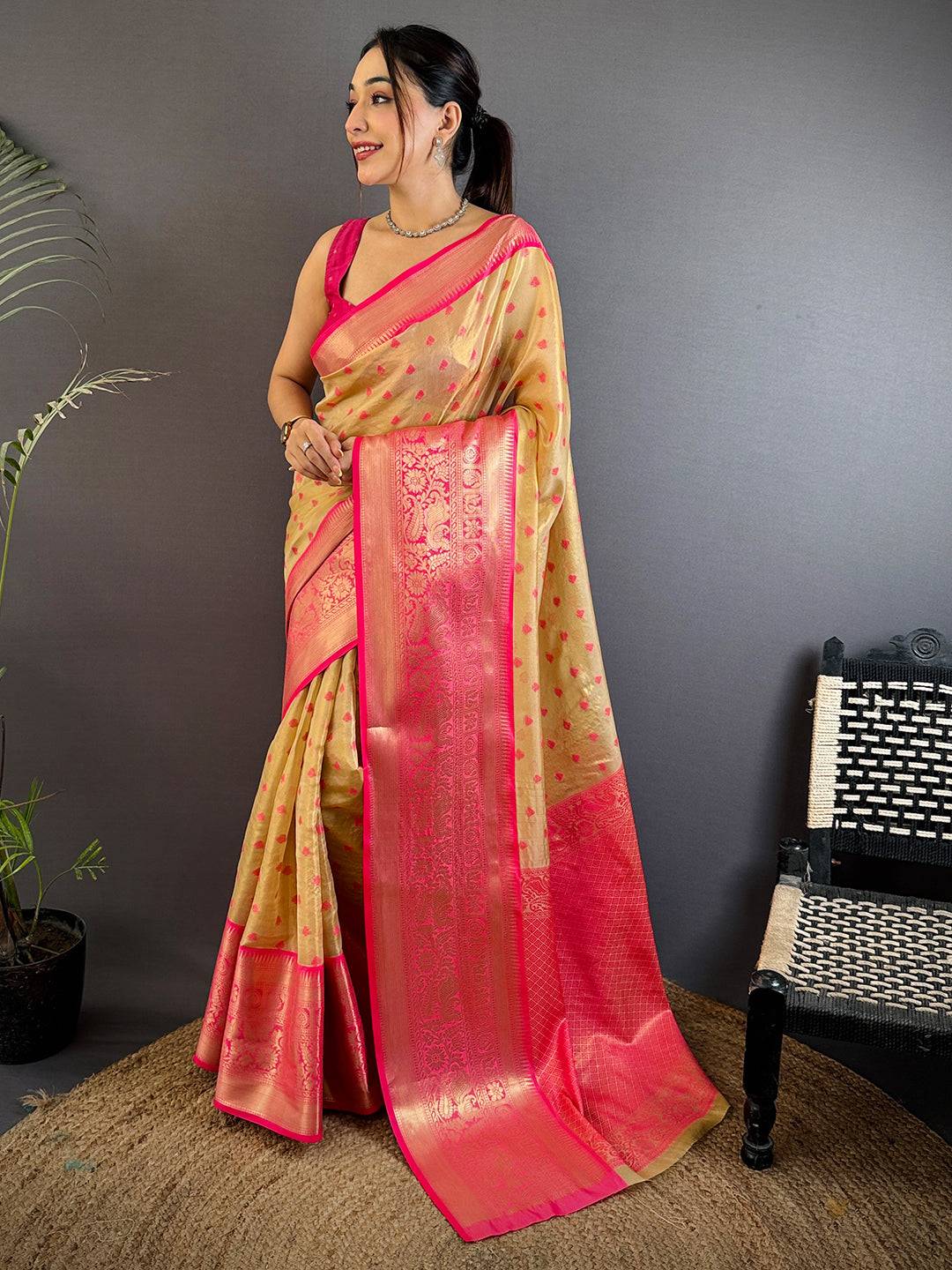 Chiku Kanjivaram Zari Tissue Saree