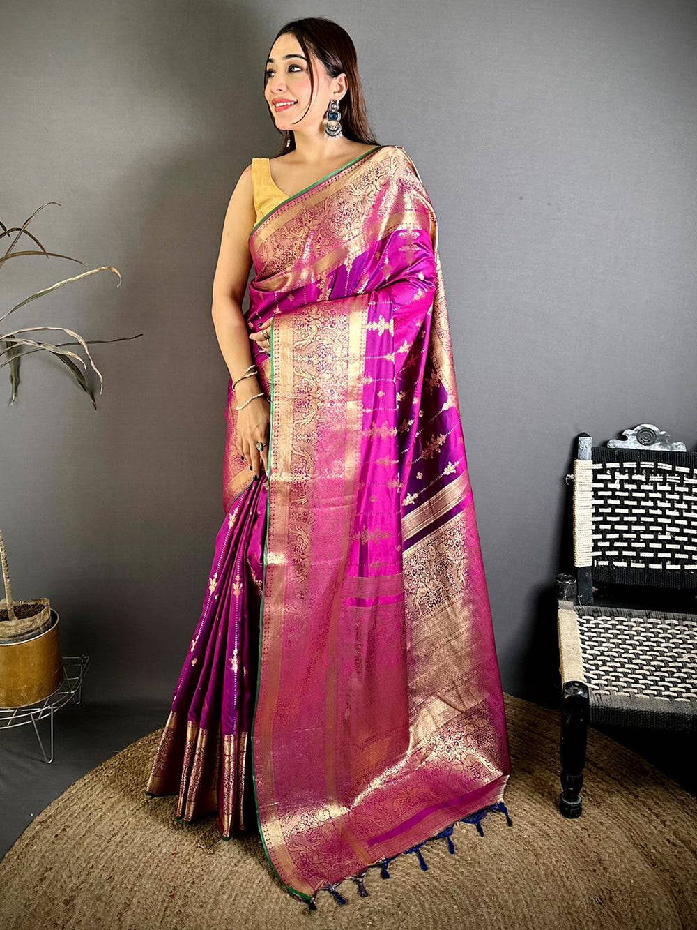 Classic Banarasi Katan Big Zari Border Saree