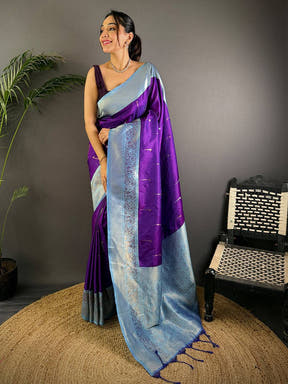 Purple Gold Zari Soft Silk Paithani Saree

