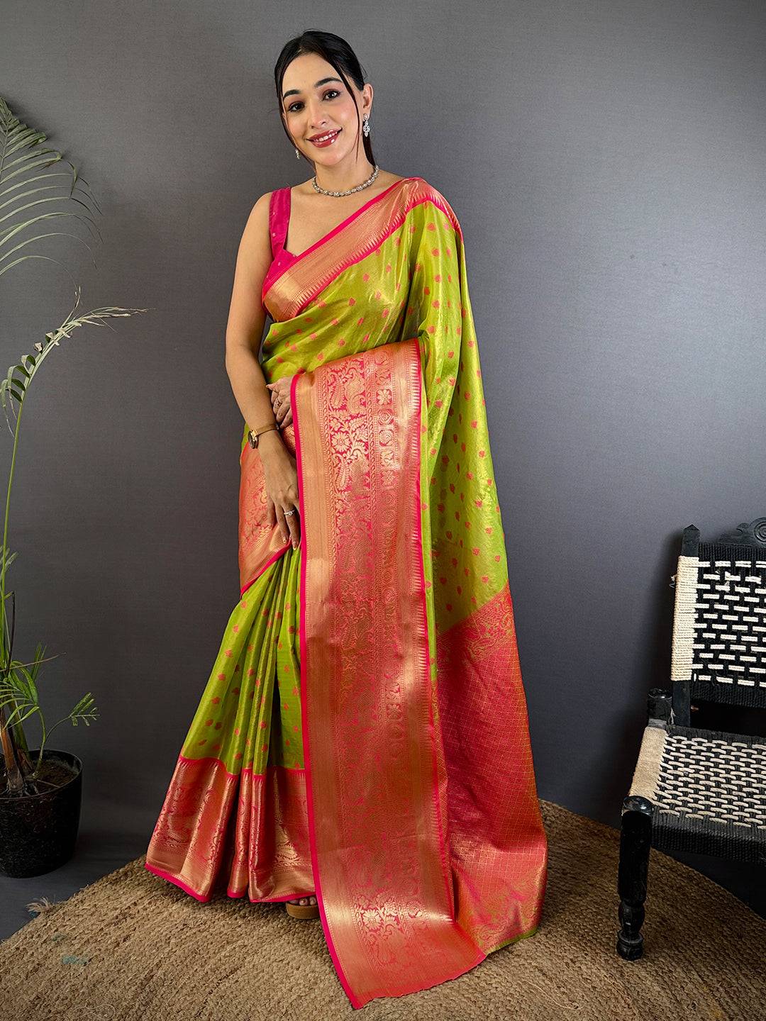 Green Kanjivaram Zari Tissue Saree