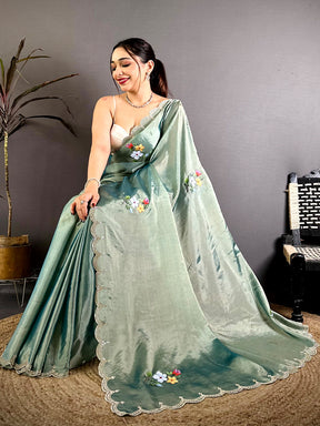 Radiant Digital Floral Satin Silk Saree