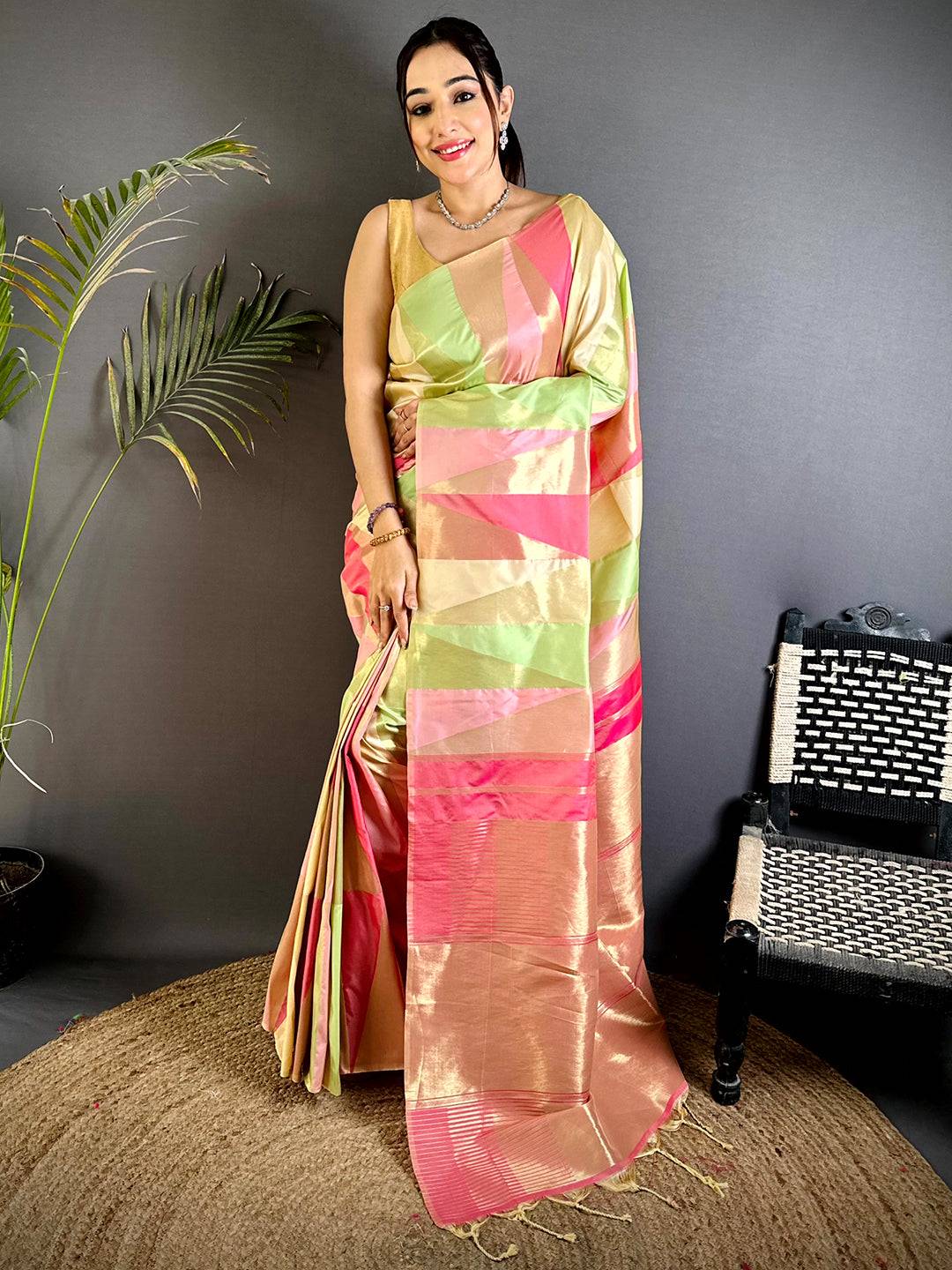 Multicolor Geometric Kanjivaram Silk Saree

