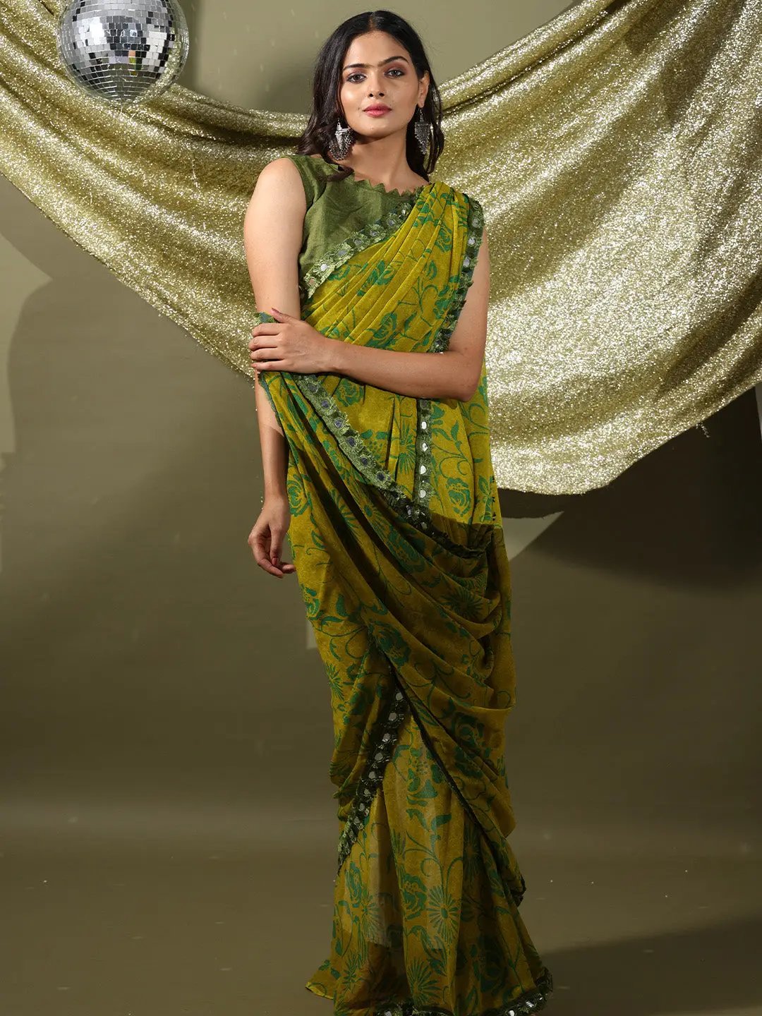 Soft Georgette Multi Colored Party Wear Designer Saree